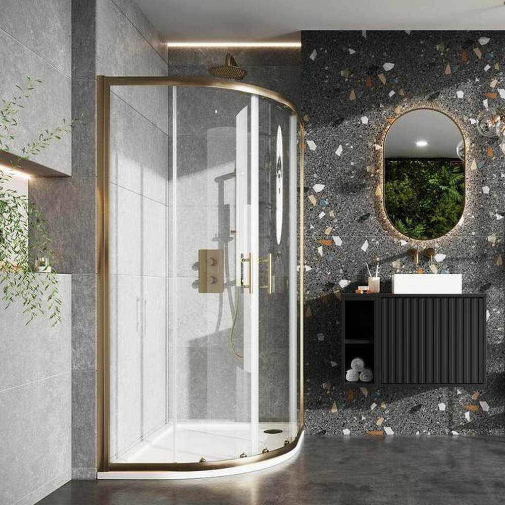 main Scudo S6 800mm Double Door Quadrant Shower Enclosure in Brushed Brass 89439 1689000733